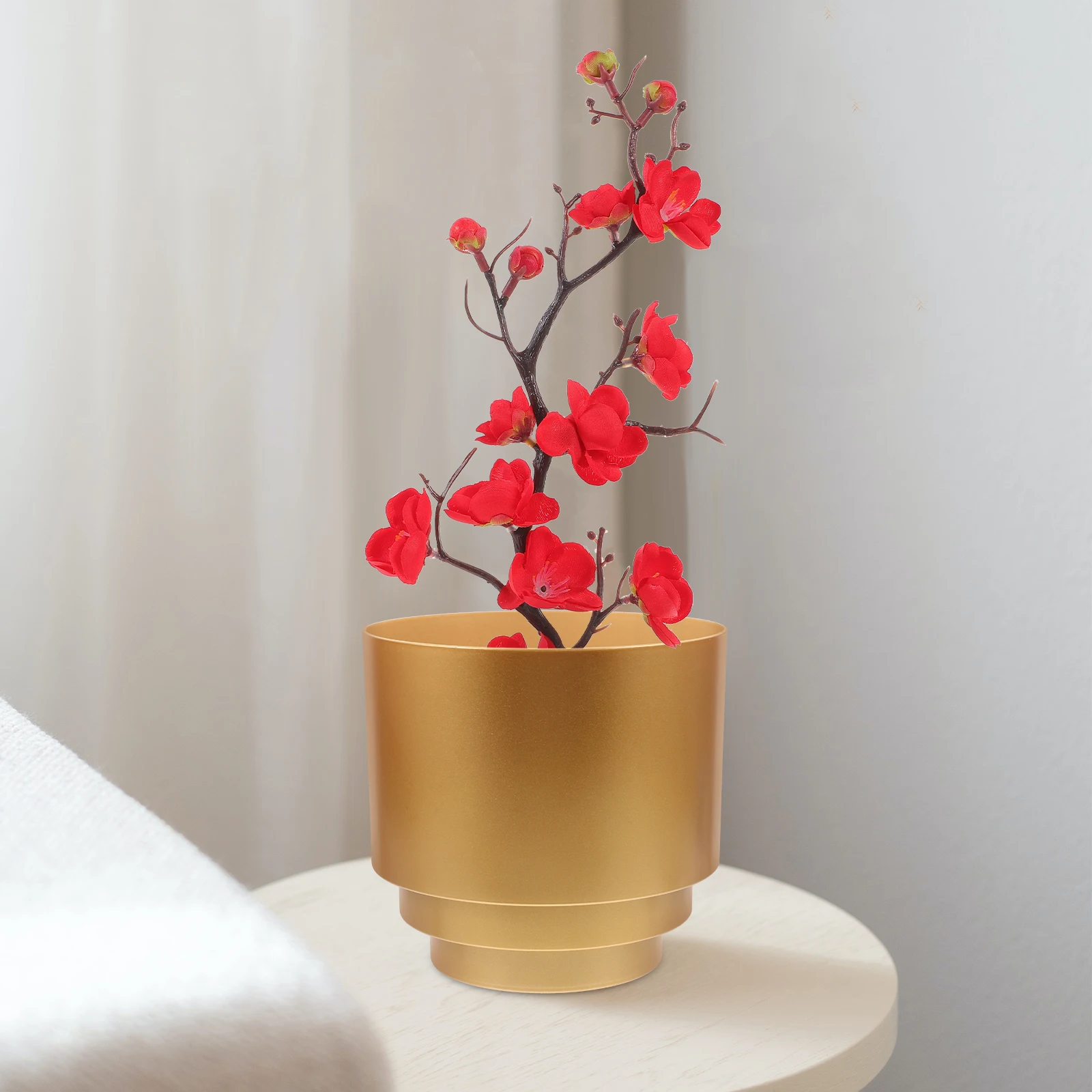 

2pcs Plastic Flower Vase Chinese Style Reusable Bucket For Artificial Flowers Arrangement Decorative Table Home Office Festival