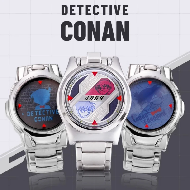 Detective Conan Anime Laser Quartz Watch Waterproof Cosplay Character Shinichi For Boy Children Festival Gift