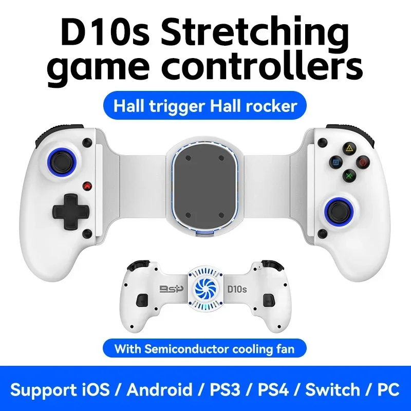 D10 D10S Wireless Gamepad Controller Semiconductor Cooling Fan Stretching Cooling Game Controller for PS3/PS4/NS Switch/Xbox/PC