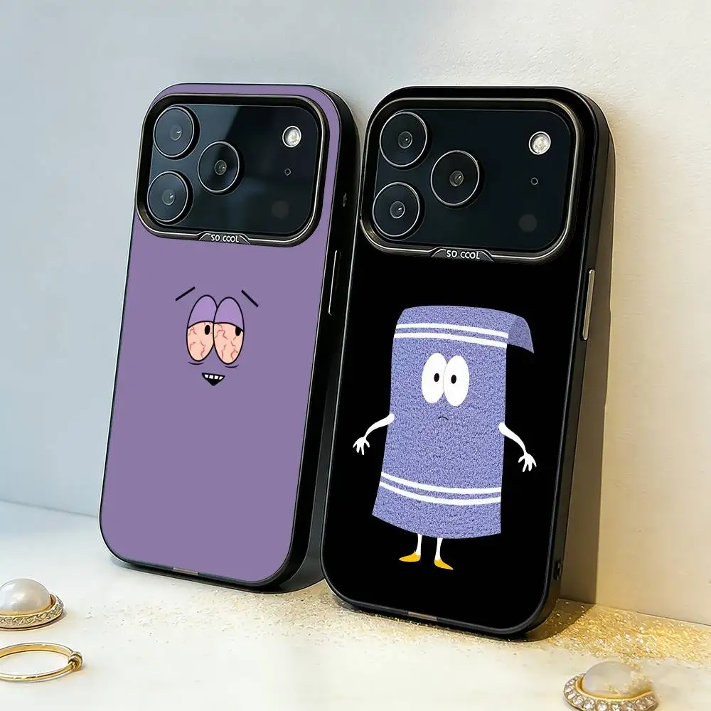 

S-South Park T-Towelie Phone Case For iPhone17,16,15,14,13,12,11,Pro,MAX Gray Matte Silicone Black Cover