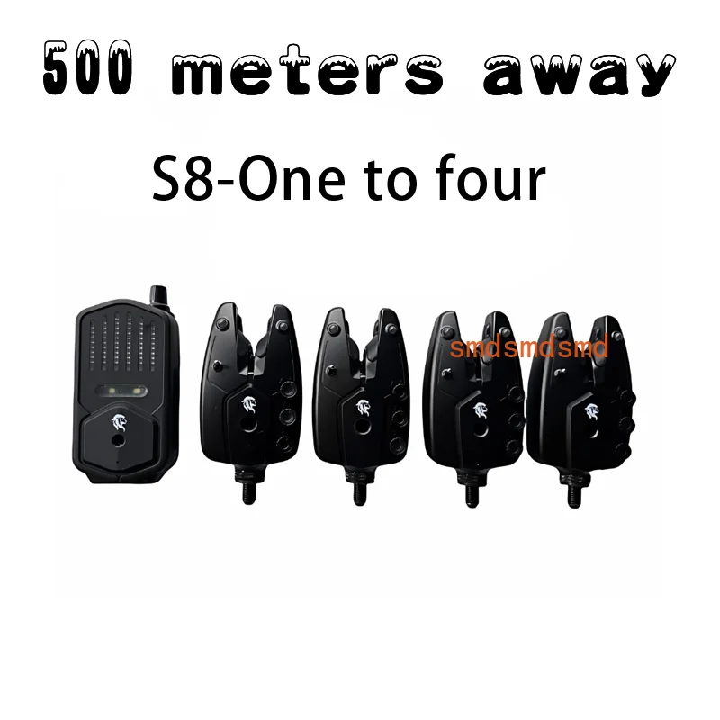 6-Color LED Light Wireless Electronic Fishing Alarm Luminous Vibration Adjustable Distance 500m 1 to 4