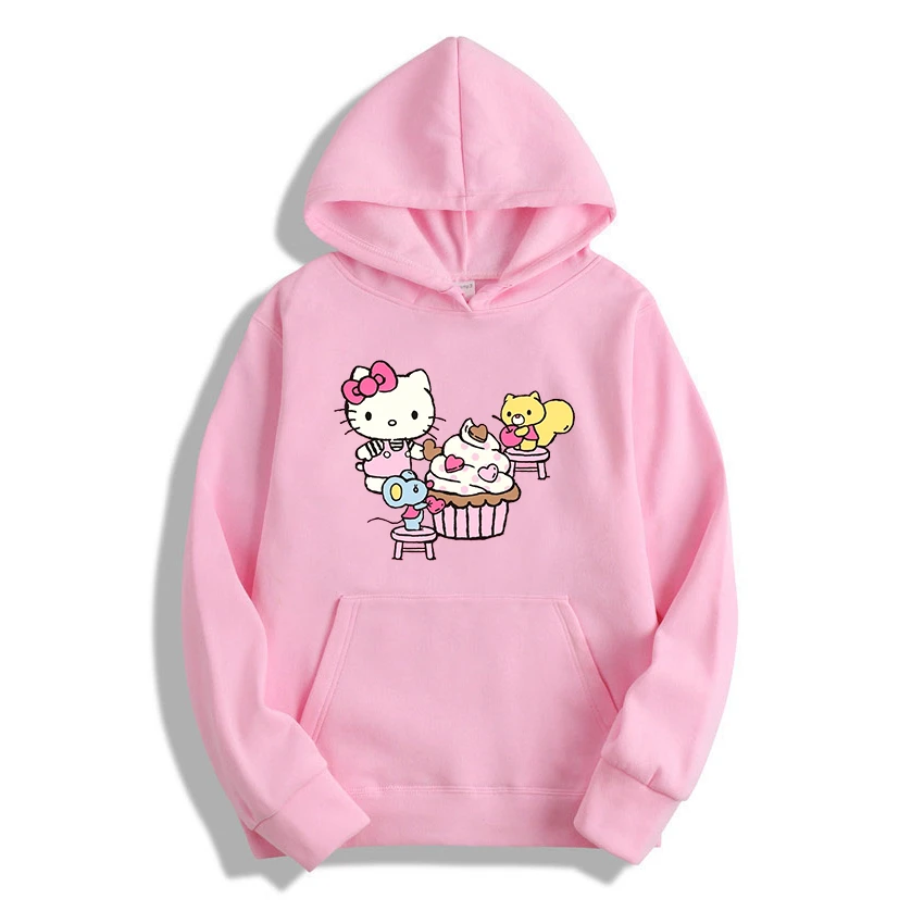 Daily Disney Printed Men Hoodies Cartoon Cute Hello Kitty Creative Fashion Graphics Cozy Trendy Autumn Winter Male Sweatshirts