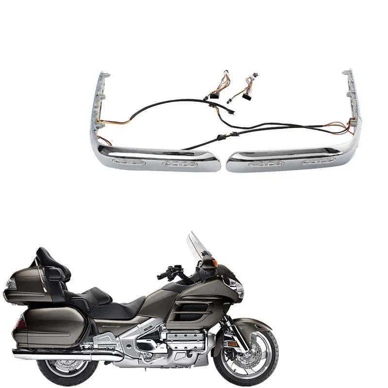 For Honda Gold Wing GL1800 2001-2011 Clear/Red/Smoke Lens Motorcycle  Acsessories Saddlebag Trims With LED Lights