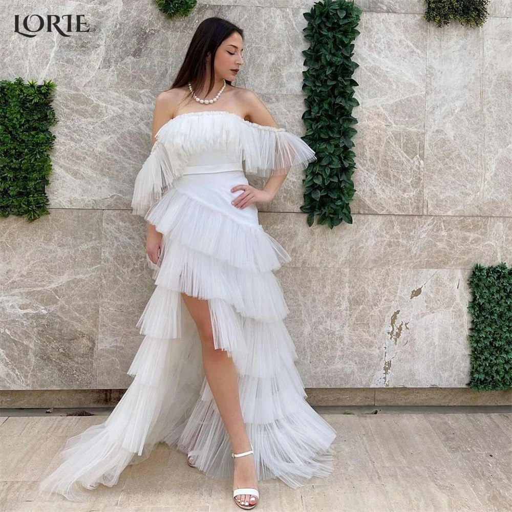 LORIE Tiered Ruffles Luxury Wedding Dresses Off Shoulder Side Slit Ruched Bridal Gowns A-Line Backless Princess 2024 Bride Dress