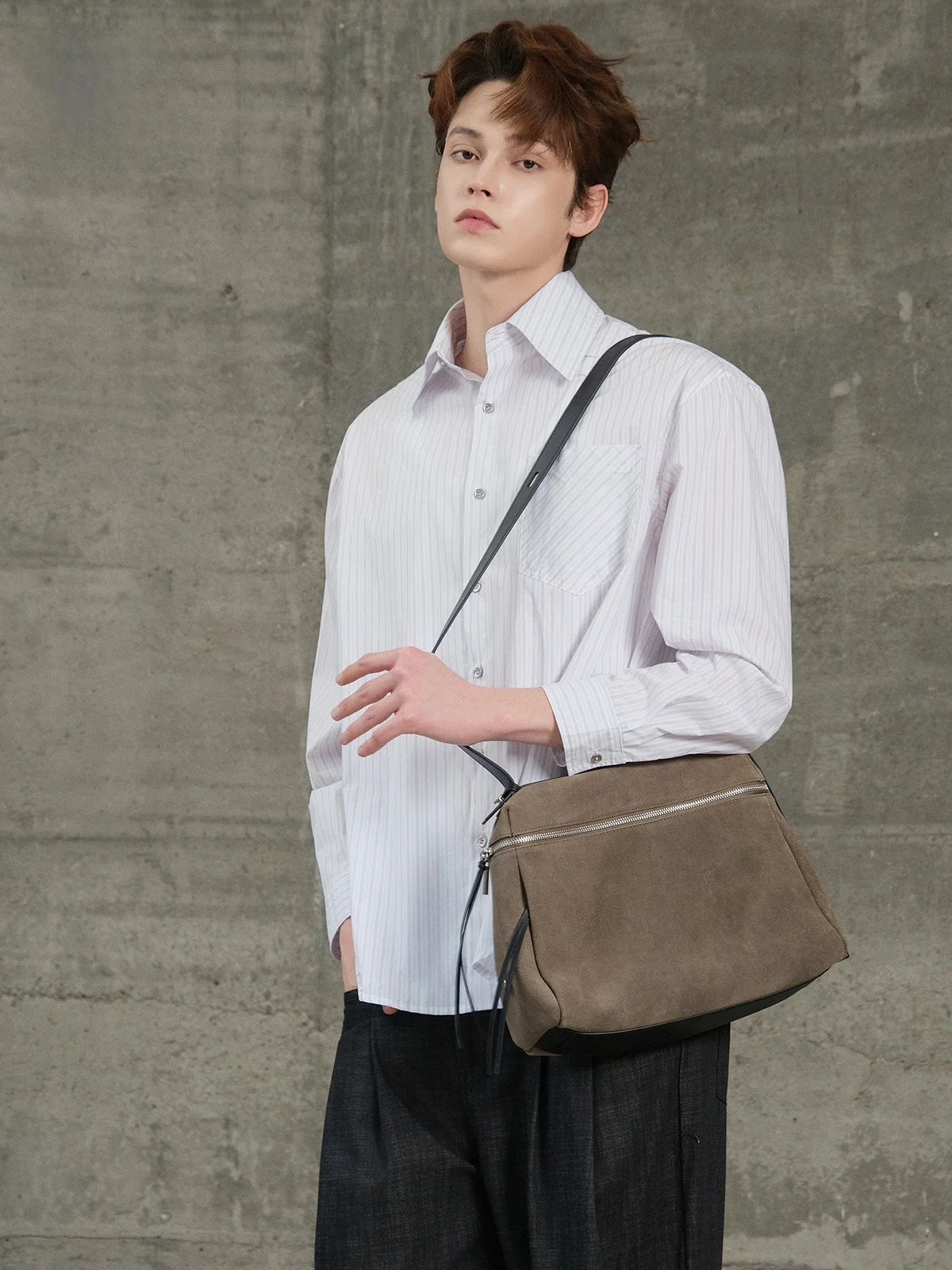 

Leather Crossbody Bag Casual Style Single Shoulder Bag for Men Youth Fashion Brand SFREEYA Boyfriend Approved Trendy Bag