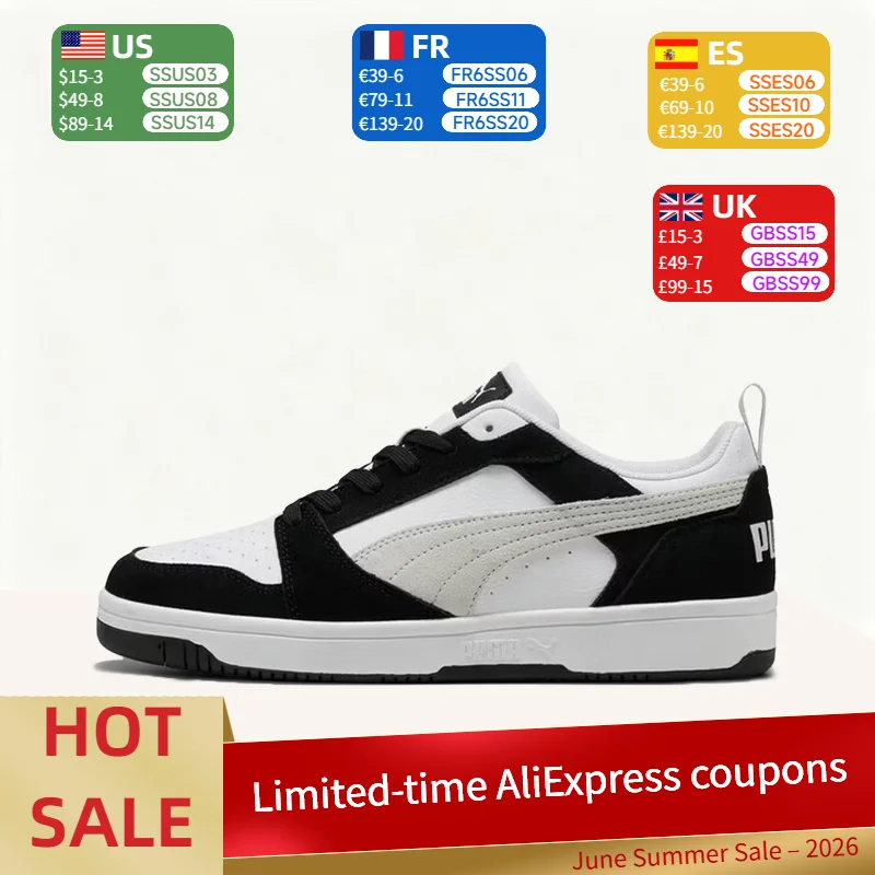 Puma Rebound V6: Comfortable, Stylish, Low-Top Sneakers with a Thin, Durable, Non-Slip Sole for Men (Black and White) 402262-01