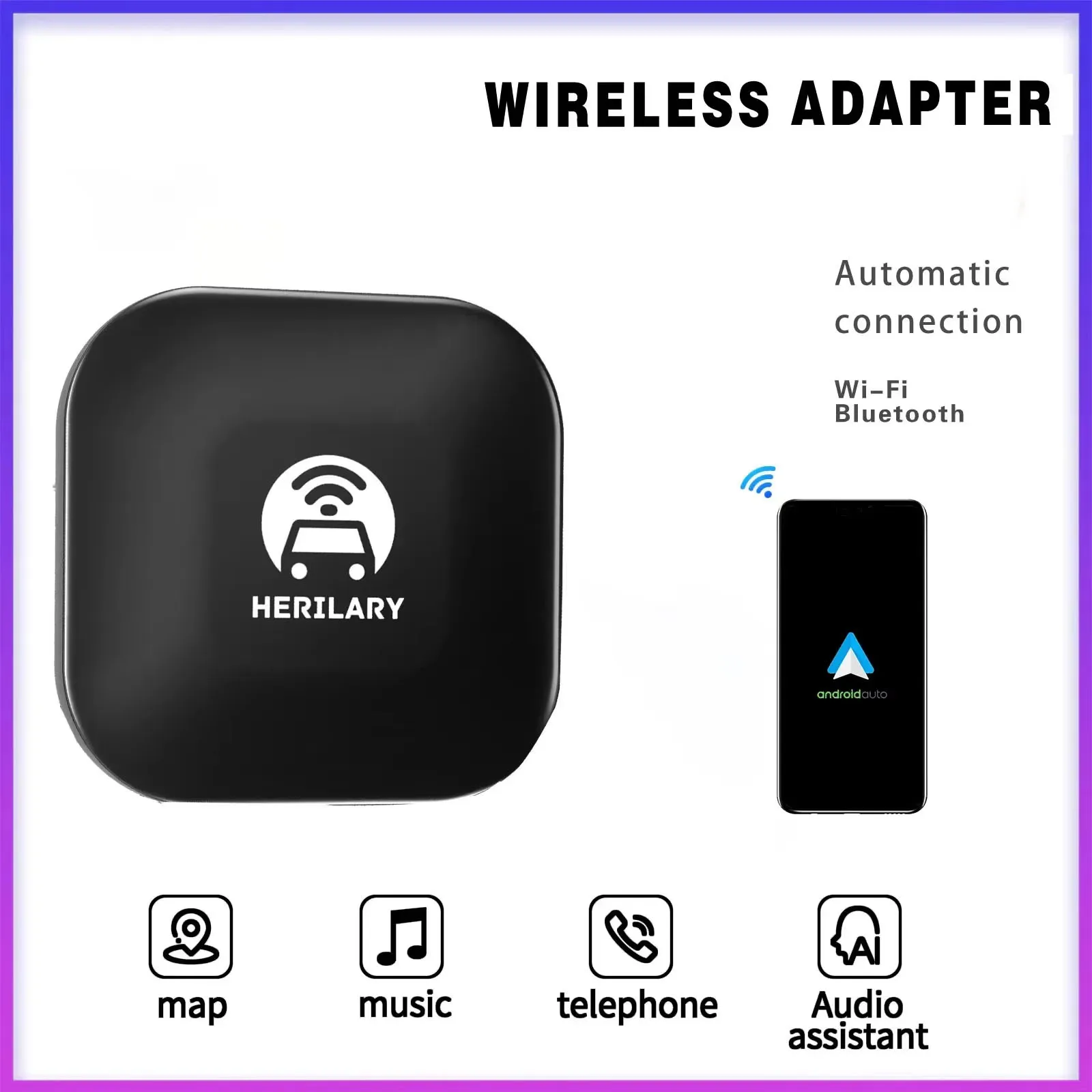 

Herilary C1-AA upgraded Wireless Android Auto Box for Wired Android Auto Cars OEM Wired Android Auto To Wireless USB Dongle
