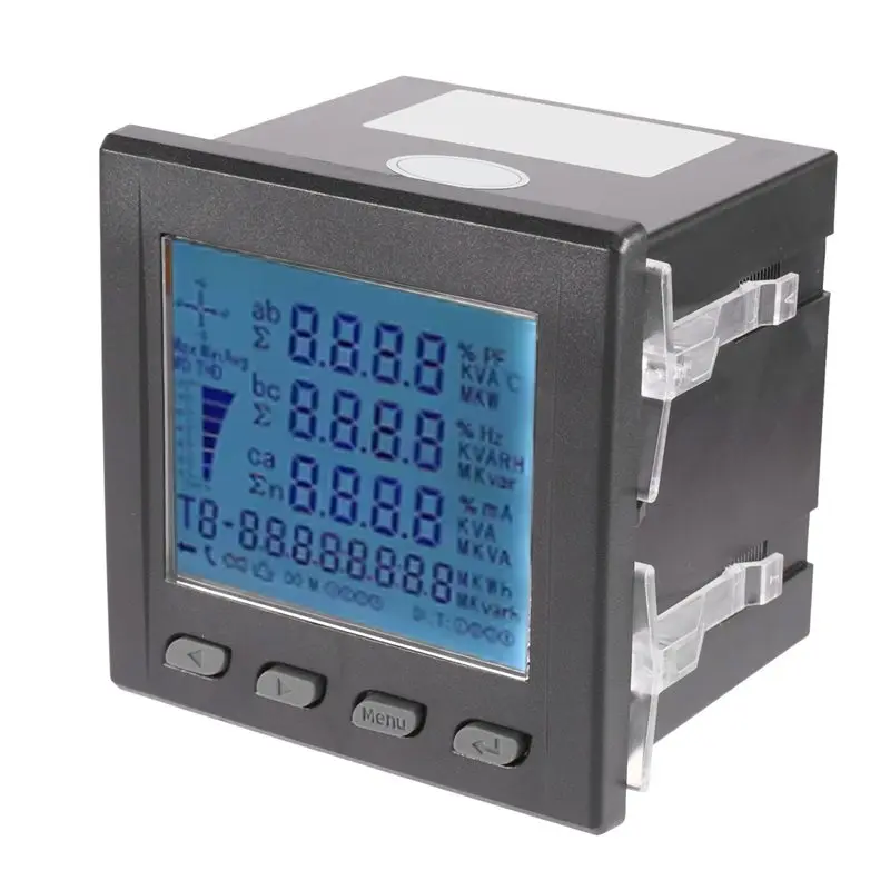 ABKL-Multifunctional 3 Phase Power Meter Short Case LCD Display Ampere Voltage Kwh Watt Var Power Factor Frequency Meter