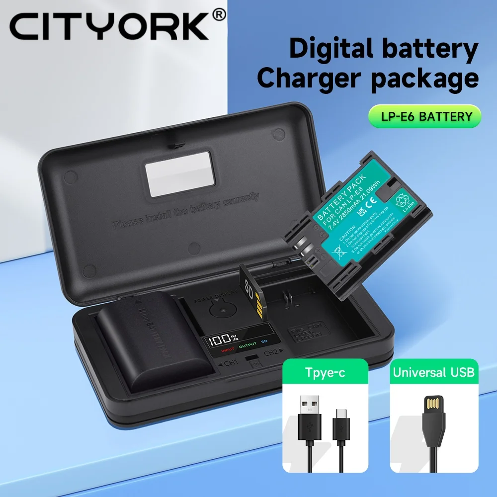 

CITYORK 2850mAh LP-E6 LP E6 Camera Battery for Canon EOS 5D 5DS Mark II 2 III 3 6D 7D 60Da 70D 80D 90D Battery+Storage Box