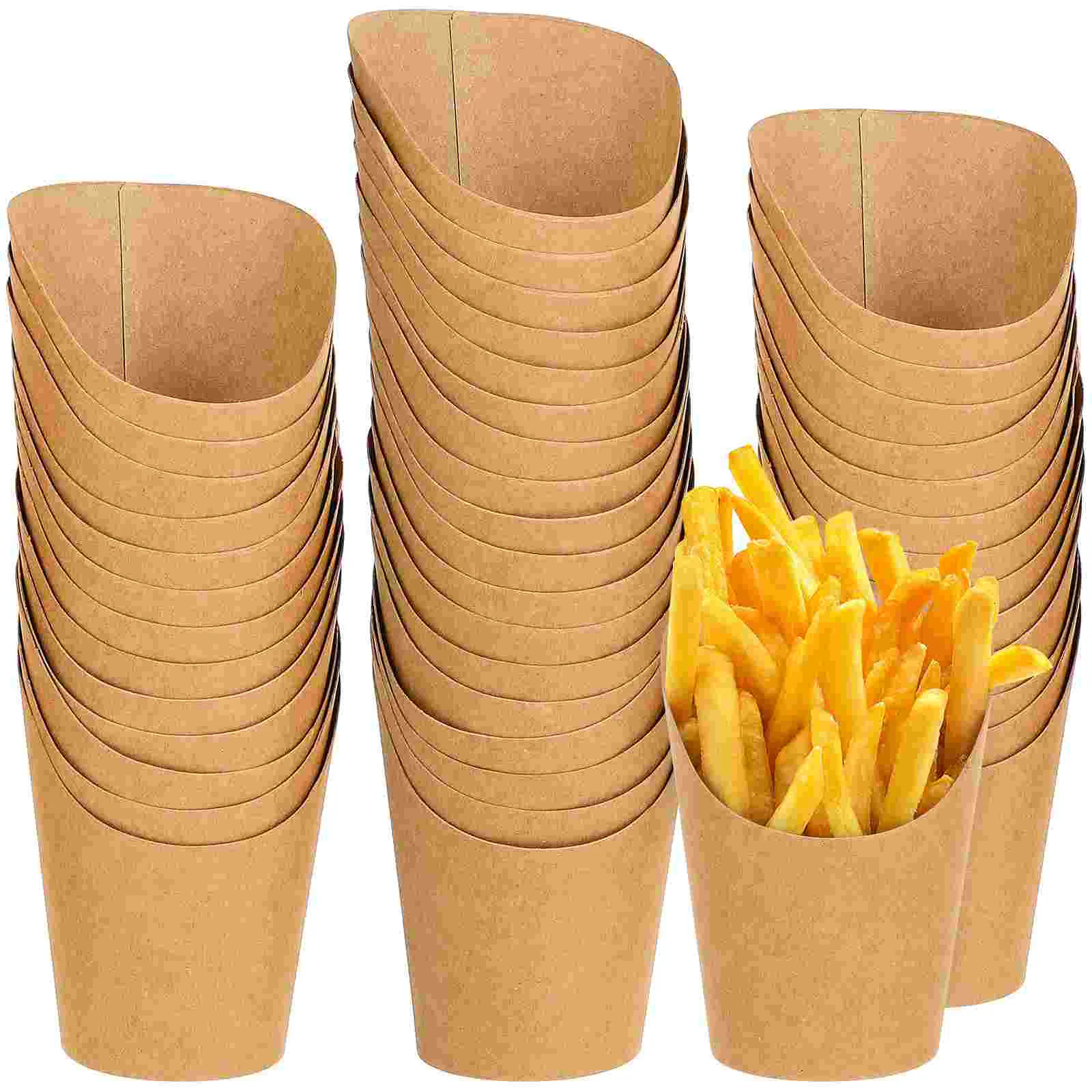 

100 Pcs Ice Cream Cups Holder Paper French Fry Kraft Food Containers Chip Fryers