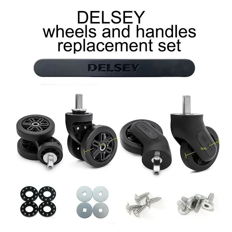 

DELSEY luggage wheels replacement 3840 3841 with Delsey handle bearings screws accessories set