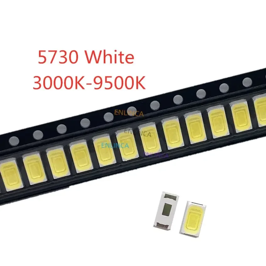 100 pz SMD 5730 diodo bianco SMD5730 0.5W LED 5630 3000K 4000K 6000k 9500k Chip Super luminoso 150mA PCB SMT diodo emettitore