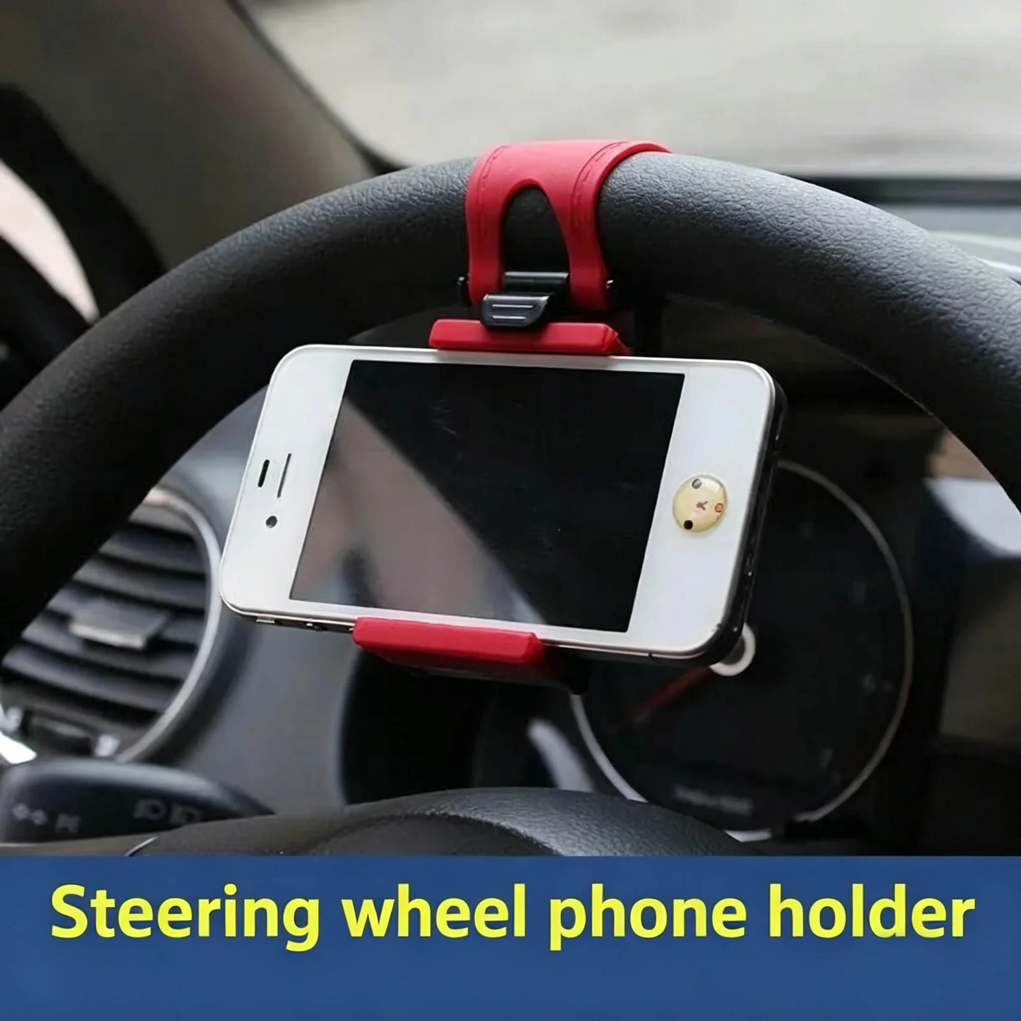 Universal Car Steering Wheel Phone Holder 360° Rotatable Clip Mount GPS Navigation Stand for iPhone Samsung Xiaomi