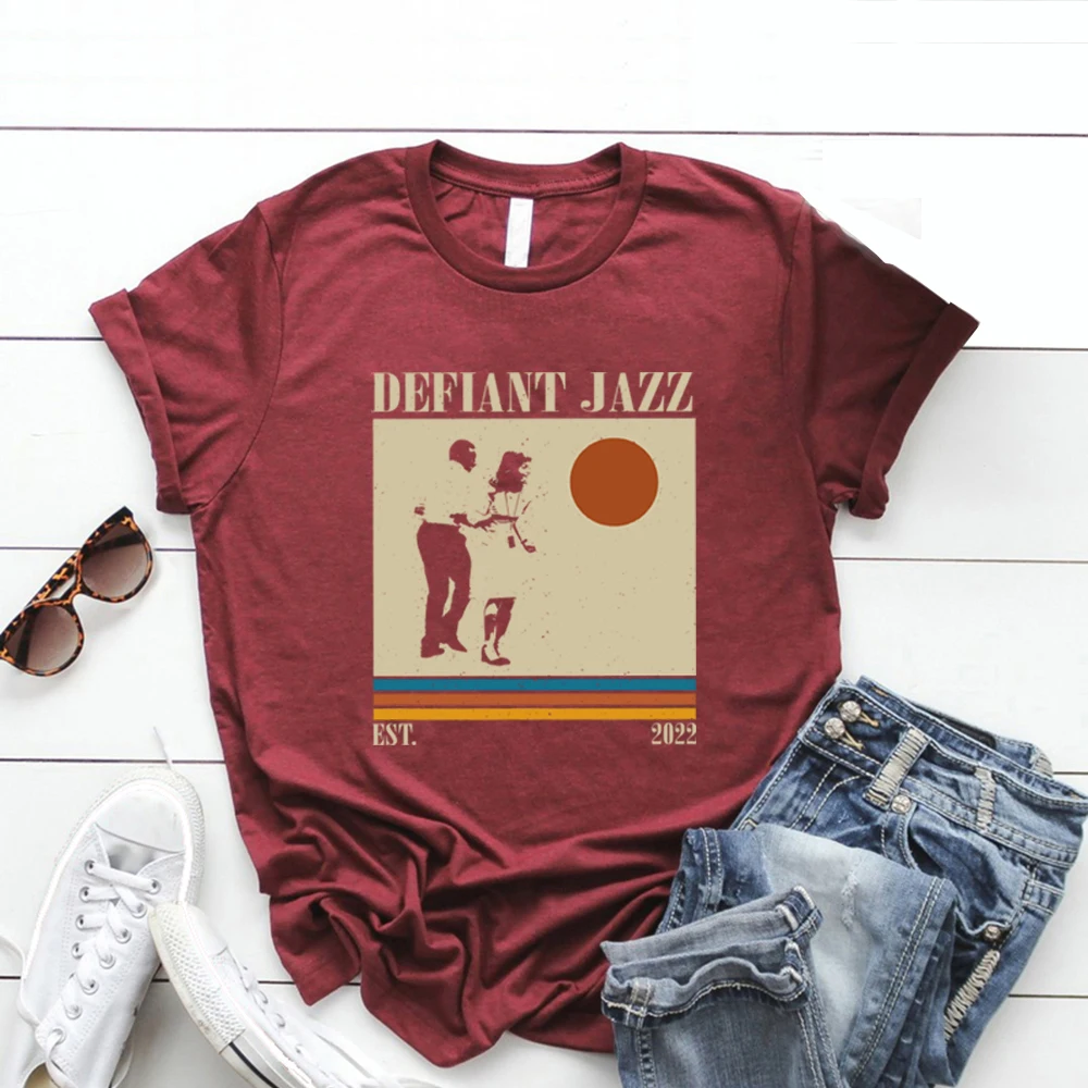 Defiant الجاز قميص قطع برنامج تلفزيوني تي شيرت 90s خمر المحملة للجنسين قصيرة الأكمام تي شيرت ريترو تي شيرت دافئ الخيال العلمي مروحة هدية