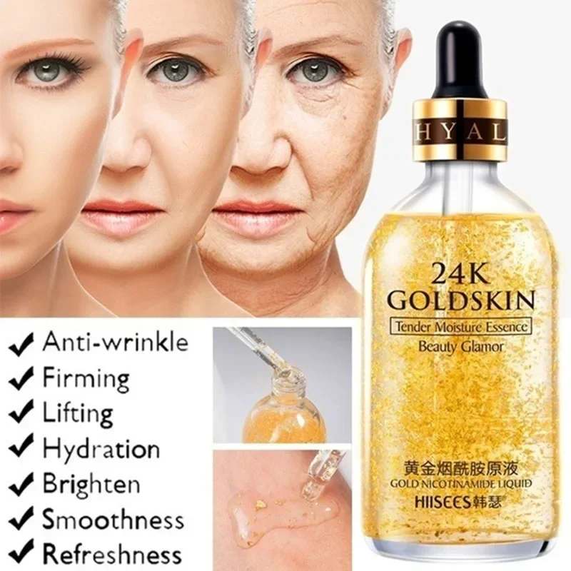 

17ml/30ml 24K Gold Serum Anti Wrinkle Aging Face Collagen Moisturizing Hyaluronic Acid Nicotinamide Liquid Face Serum