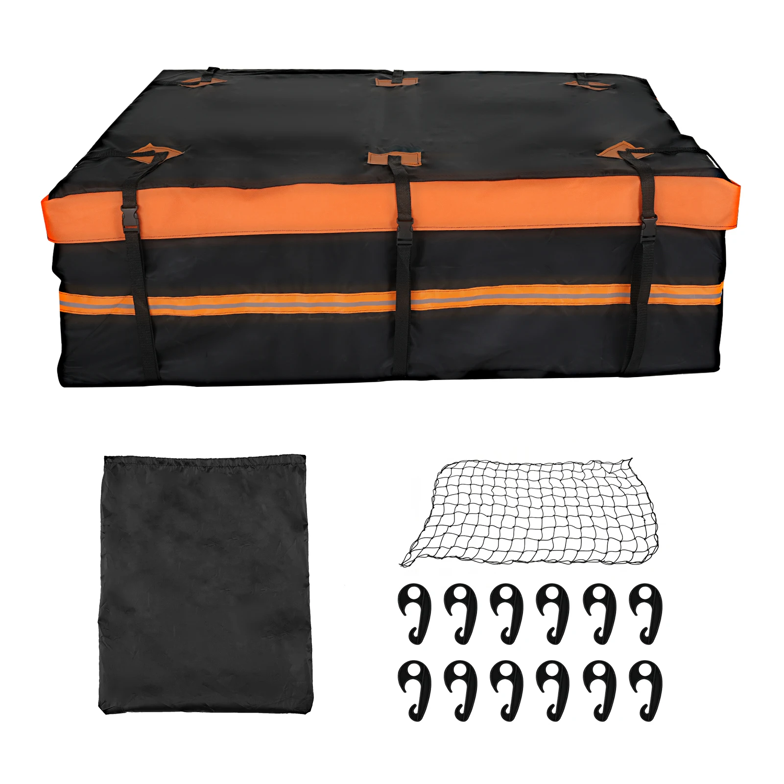 800D Waterproof Cargo Bag Car Roof Cargo Carrier Universal Luggage Bag Storage Cube Bag 20 Cubic feet for All Cars with Rack