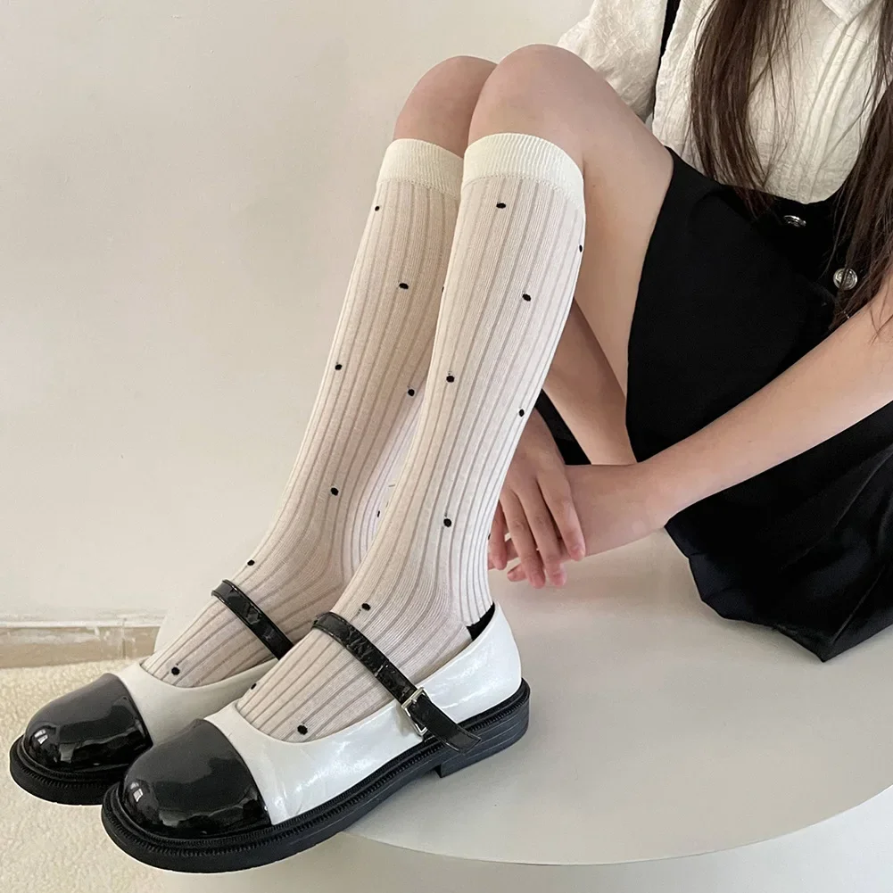 

Japanese Style Cotton Long Socks Stockings Polka Dot Sweet Girls Knee Socks JK Lolita Kawaii Cute Thigh High Socks Stockings