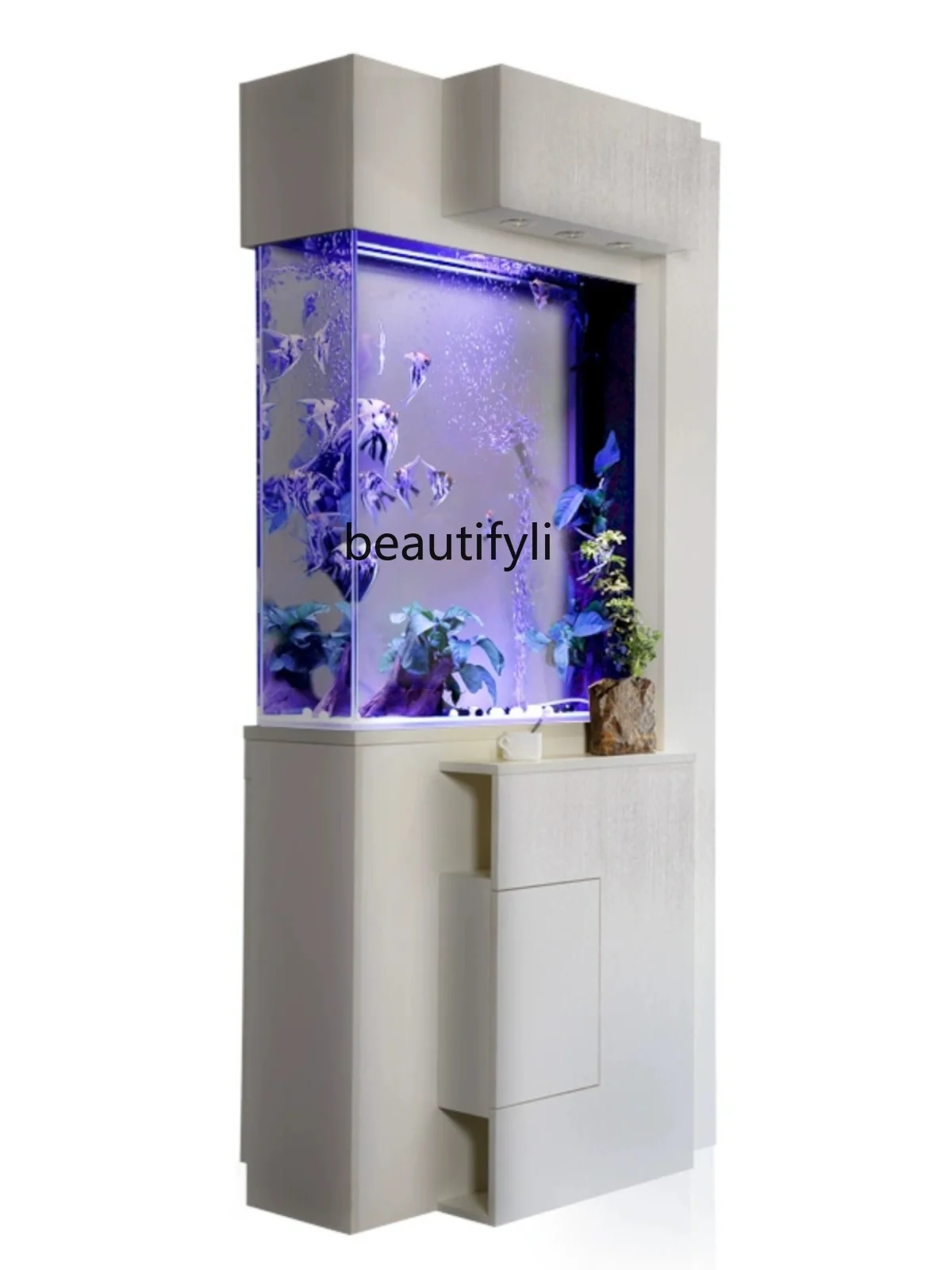

New living room fish tank shoe cabinet household partition ecological smart glass aquarium