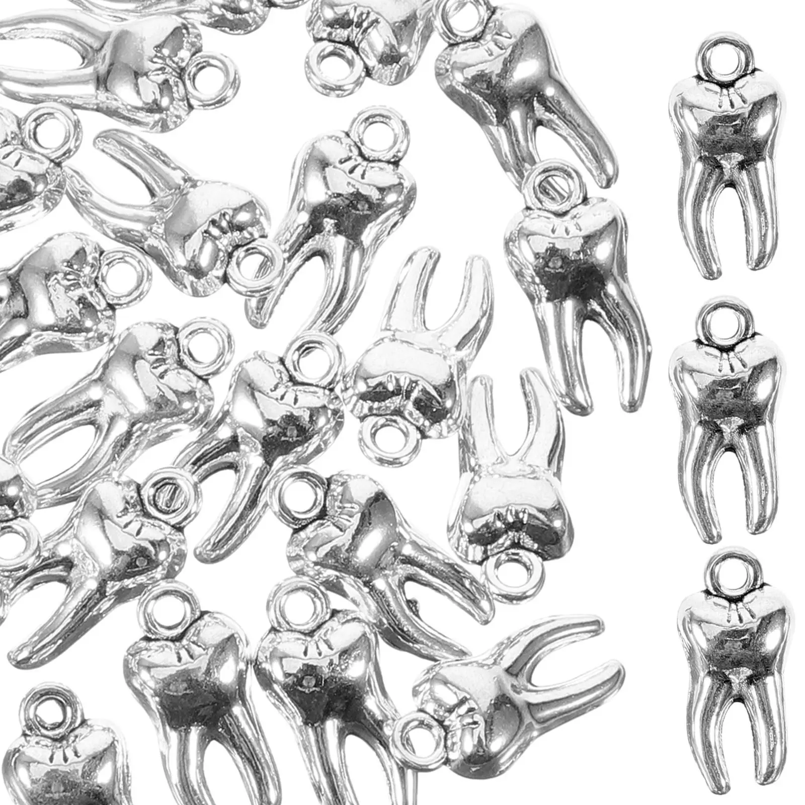50Pcs Mini Teeth Charms Pendants for Jewelry Making DIY Craft Supplies Necklace Earring Bracelet Keychain Decor Adorable