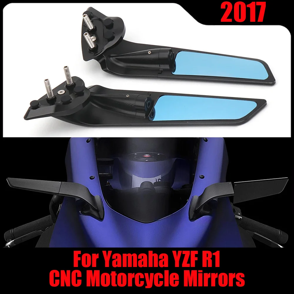 

R1 CNC Motorcycle Mirrors For Yamaha YZF-R1 2017 Stealth Mirrors Sports Winglets Mirror Kit Adjustable Mirrors Wing Mirrors
