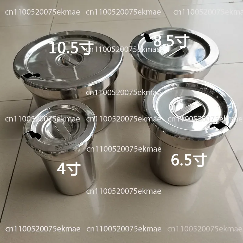 Stainless Steel Soup Bucket with Lid, Porridge, Milk Tea Bucket Notched Lid, Buffet Stove, Hotel KTV Soup Stove, Liner Tableware