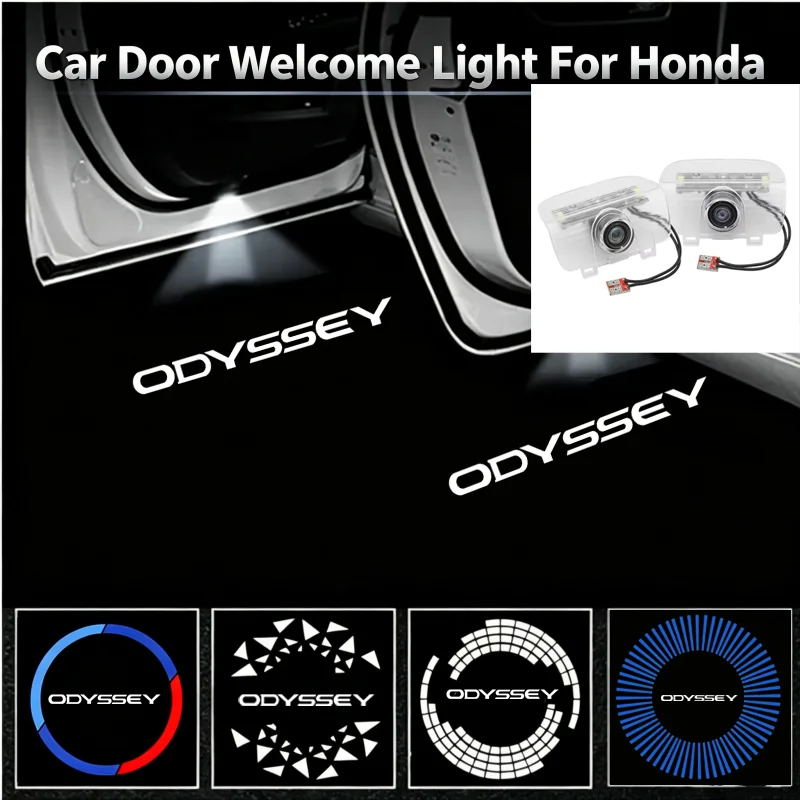 2PCS Ghost Logo Shadow LED Car Door Courtesy Projector Welcome Decor Lamps For Honda Odyssey Interior Modification Accessories