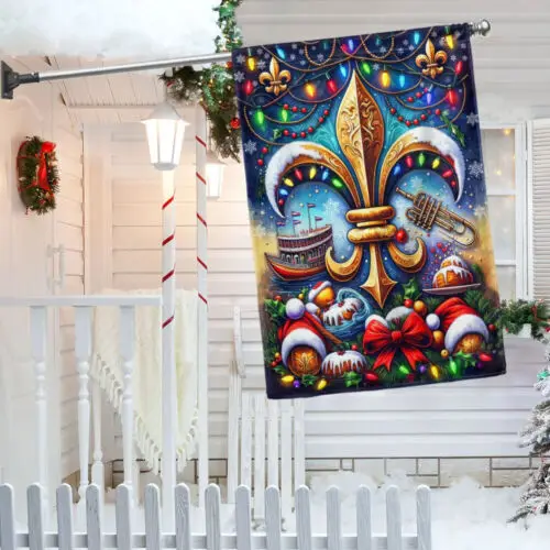 Christmas Louisiana Fleur De Lis Flag Garden Flag