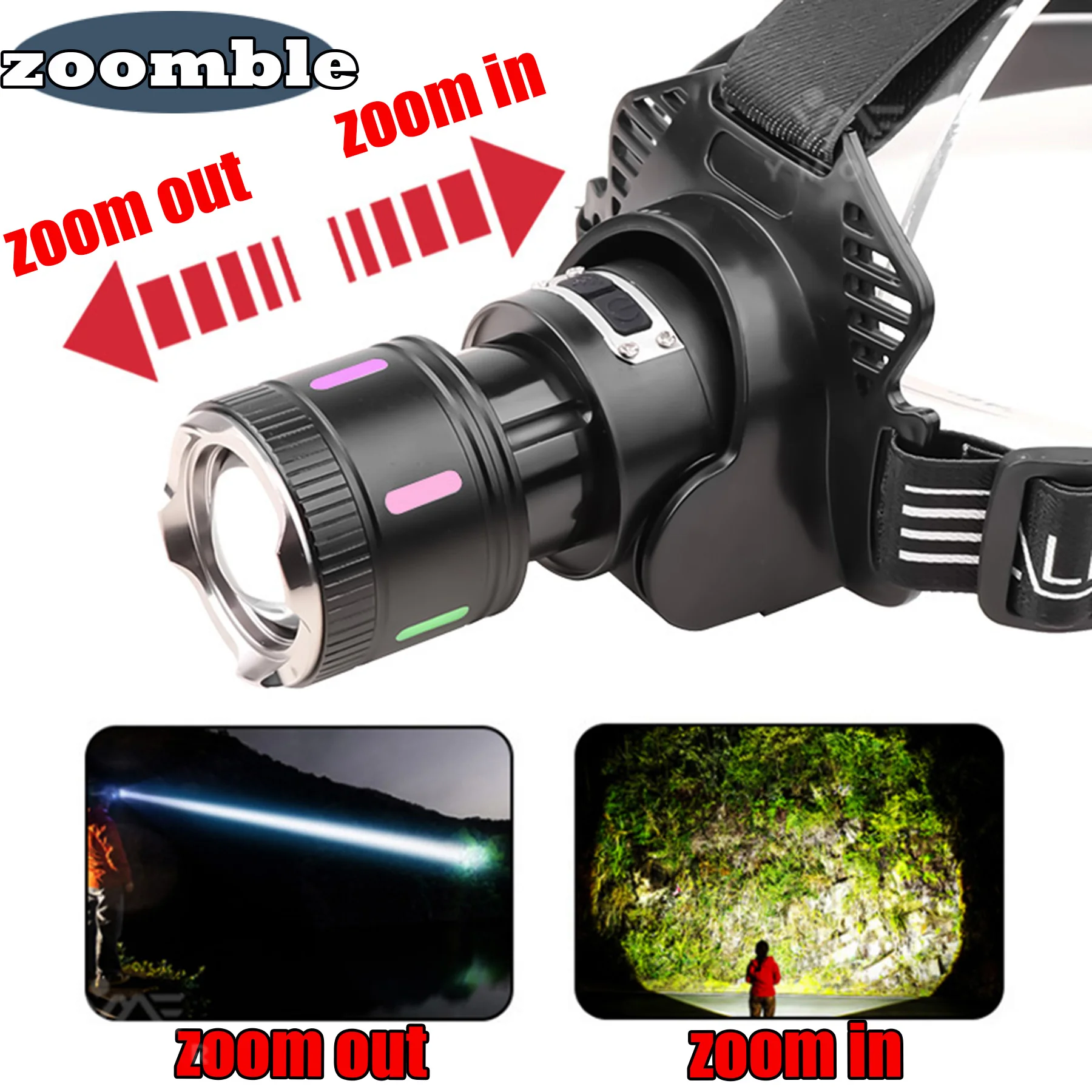 السوبر مشرق كشافات 18650 بطاريات قوة البنك ميكانيكي رئيس الشعلة USB مصباح قابل لإعادة الشحن مقاوم للماء التخييم تسلق رئيس مصباح ضوء رأس زوم قوي للتخييم وصيد السمك ضوء الرأس مصباح أمامي للعمل مصباح أمامي LED قوي #6