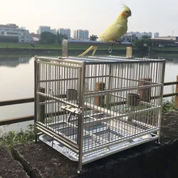 Outdoor Bird Cage Portable Feeder Parrot Carrying Budgie Stainless Steel Bird Cage Animal Cage Pour Oiseaux Bird Accessories