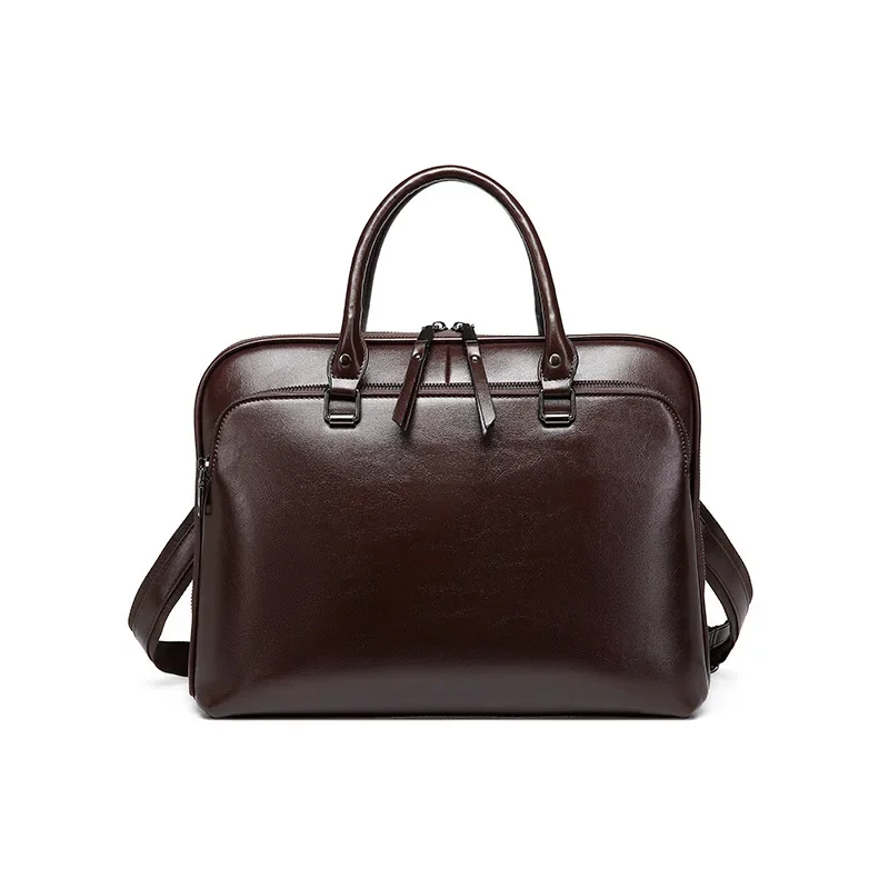 2024 Women's Briefcase with Large Capacity Cowhide Leather and Simple Design, Perfect for Commuting and Business Trips