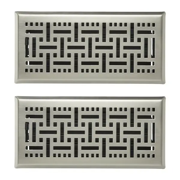 

Floor Registers 4x10 Inch 2-Pack Iron Floor Vents for HVAC Grilles Nickel-Plated