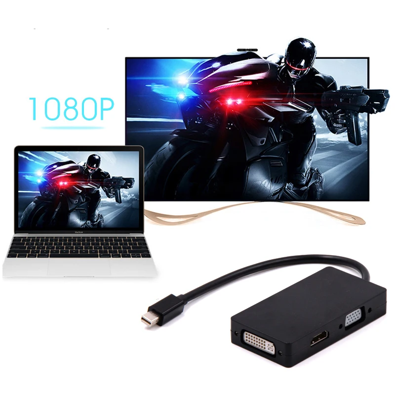 3 в 1 Mini Displayport DP Male to Audio Adapter Display Port Кабель-конвертер 1080P DP Кабель-адаптер для MacBook Pro Air