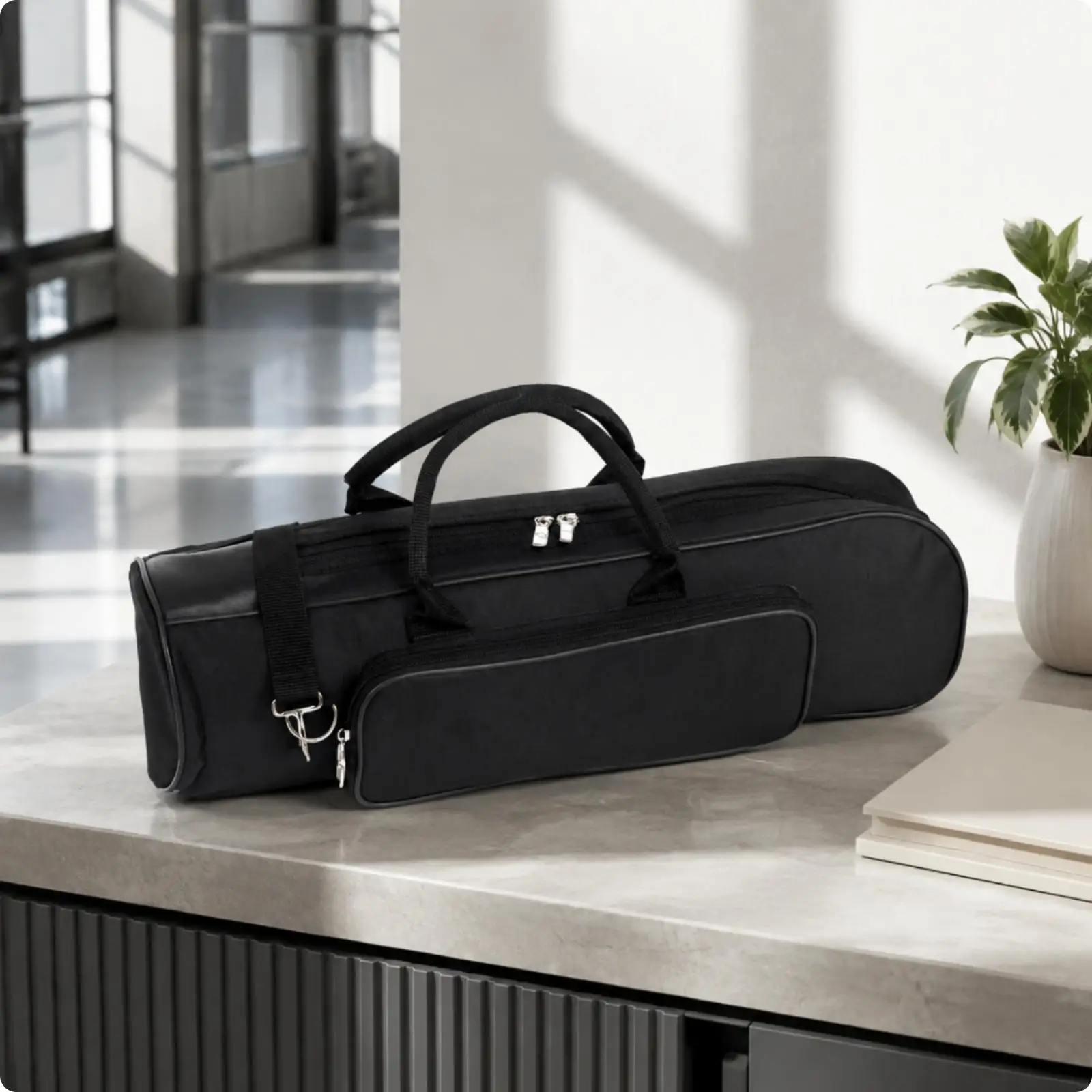 Trumpet Instrument Case for Bb Trumpet with Detachable Shoulder Strap and Lightweight Canvas Build for Travel