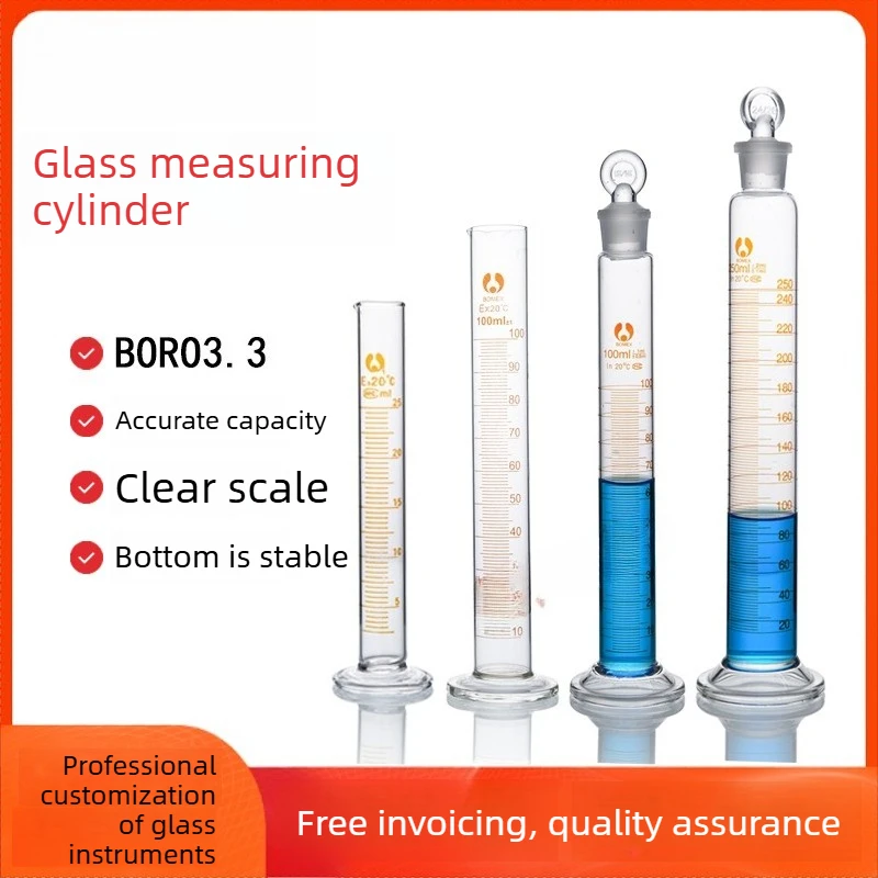 

10-1000ml Glass Measuring Cylinder with Stopper - High Quality Lab Graduated Cylinder"
