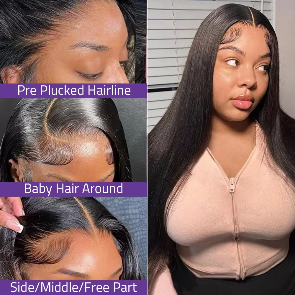 5x5 Glueless HD Lace Front Closure Human Hair Wig 13x6 Ready To Wear Smooth Straight Plucked Pre Cut Wig 360 Full lace for Women