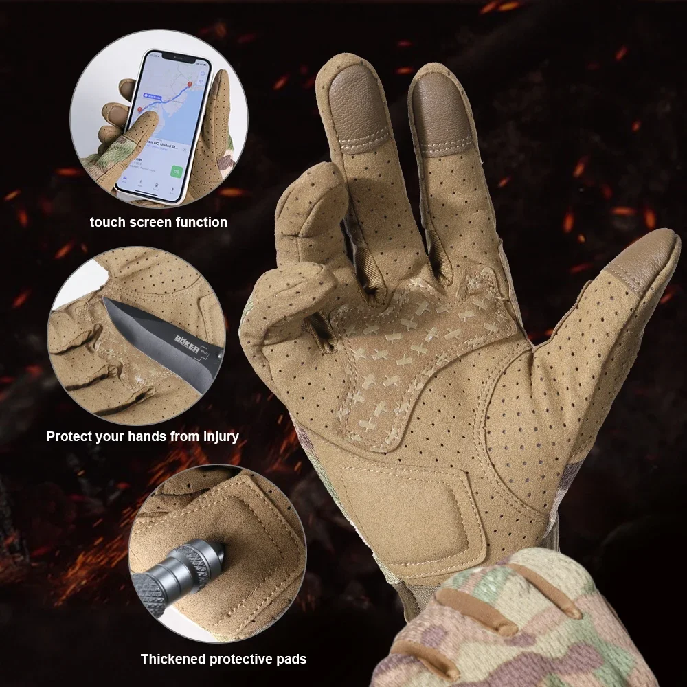 Touch Screen Tactical Gloves Anti Slip Palm Breathable Outdoor Sport Wear-Resistant Paintball Fishing Hunting Full Finger Mitten