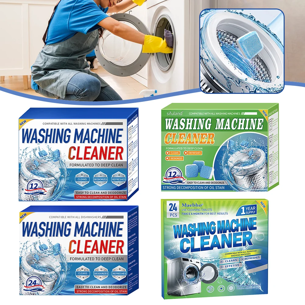 

12/24pcs Washing Machine Descaler 360 Degree All Around Deep Cleaning Limescale Remover for Clean Inside Drums Cleaner