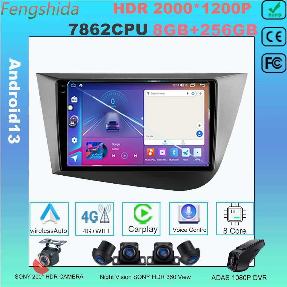 

Android Car Radio For Seat Leon 2 2005 - 2012 Navigation GPS Android Auto Stereo Head Unit Video 7862 CPU BT 5G Wifi No 2din DVD