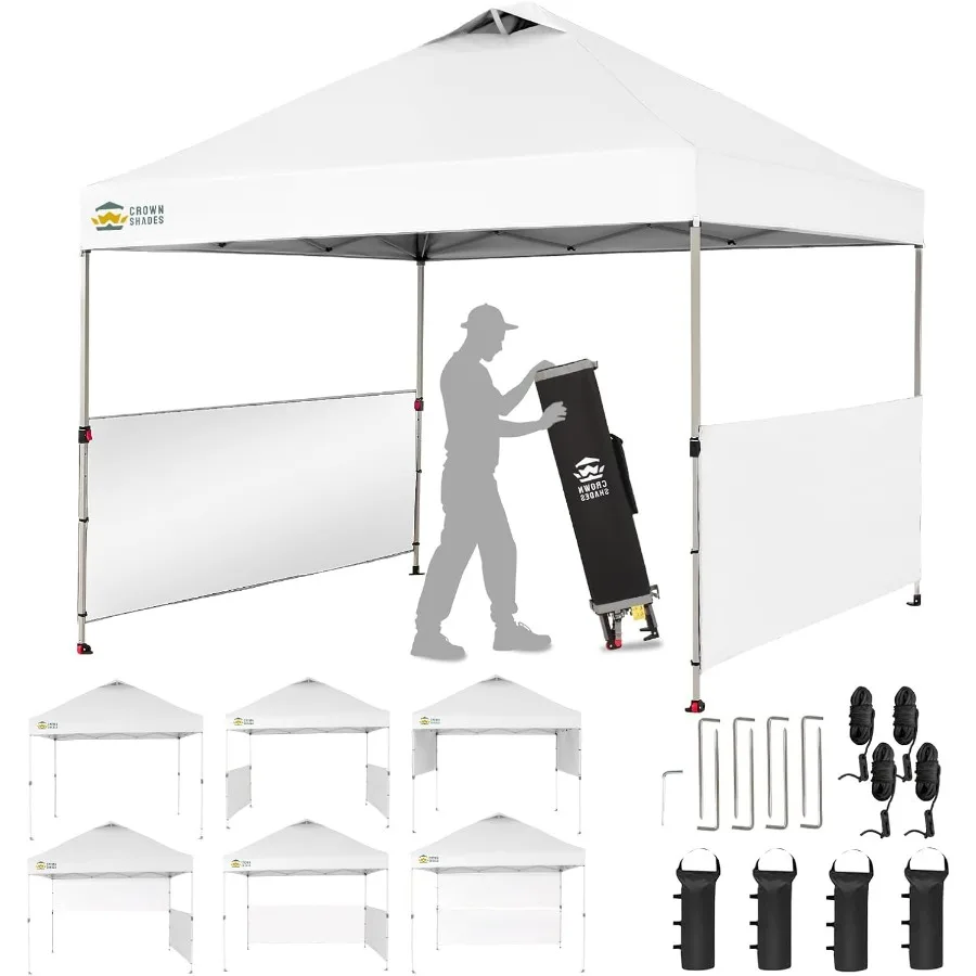 

10x10 Pop Up Canopy Tent Instant Canopy with 150D Silver Coated Fabric Including 2 Half Sidewalls 4 Ropes 8 Stakes 4 Weight Bag