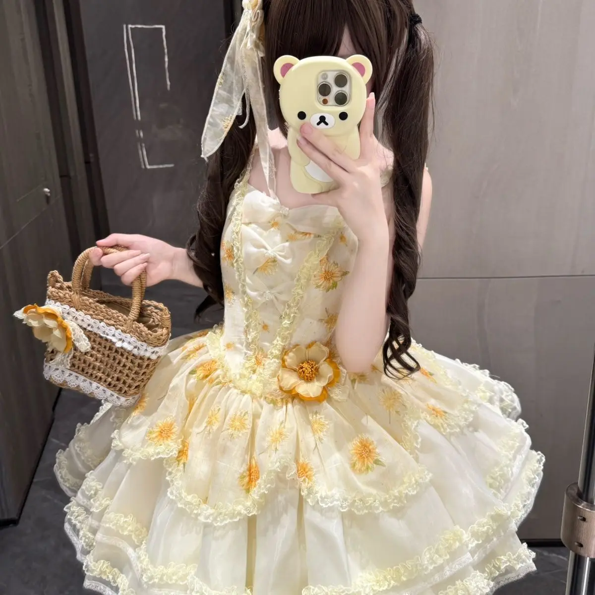 

Japan Original Genuine Lolita Fishbone Dress Kawaii Girl Style Princess Dress Summer Cute