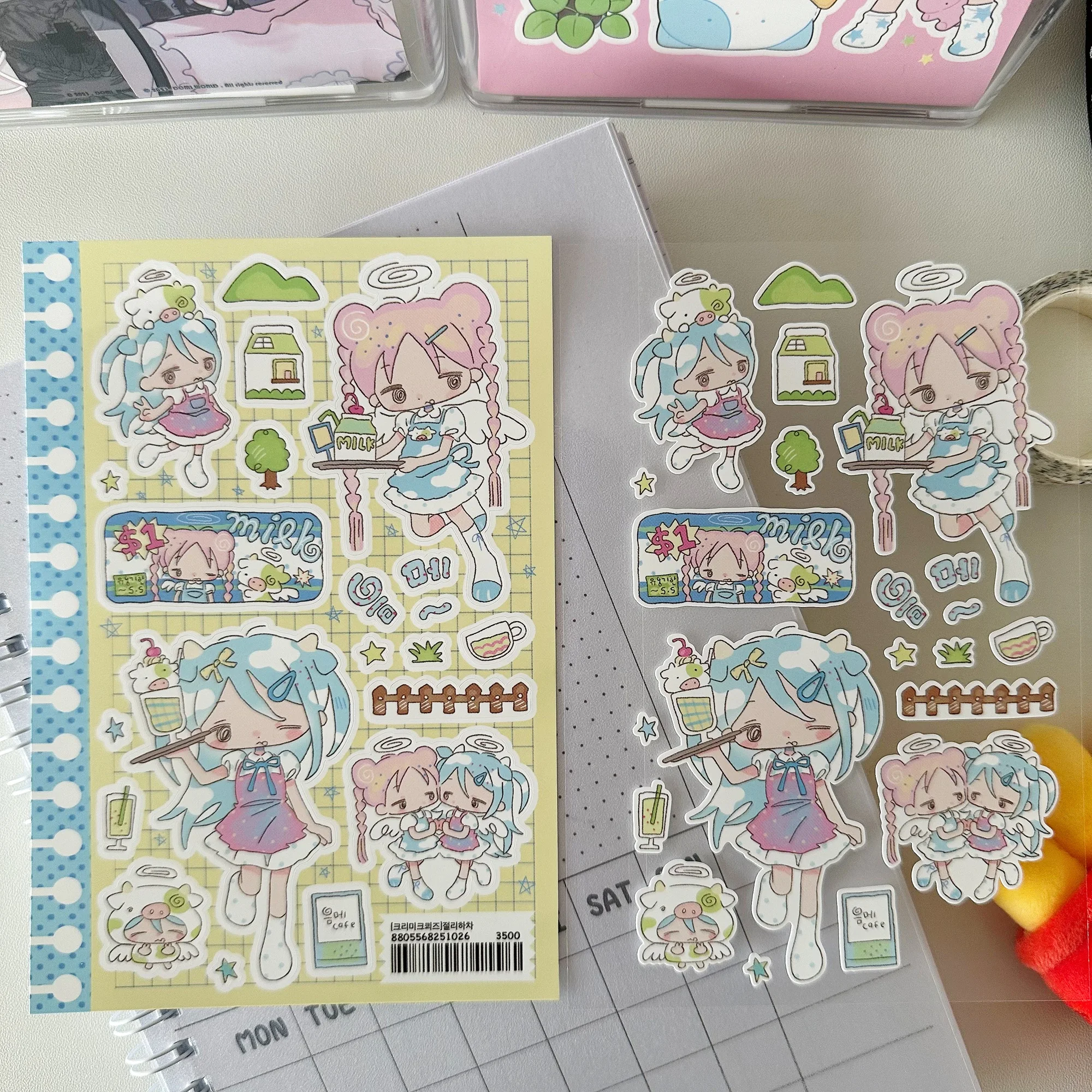 1/8PCS Cute Cartoon Stickers Korean Anime Character Sticker Sweet Cool Girl Sticker Journal Diary Planner Diy Decorative Sticker