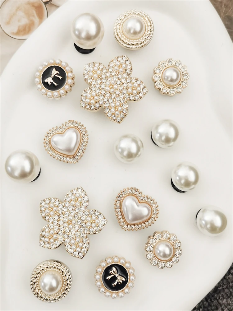 16PCS Luxury Beads Shoe Charms ABS Bling Buckles Decoration DIY Rhinestone Jewelry Clog Pins Accessories Fit Women Sandals Gifts