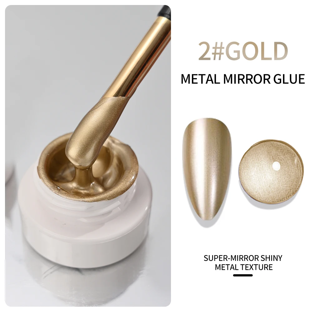 1Box Metallic Gel Gold Mirror Effect Gel Nail Polish French Nail Art Line/Flower Painting Gel Glitter UV Gel Nail Soak Off #8YQW