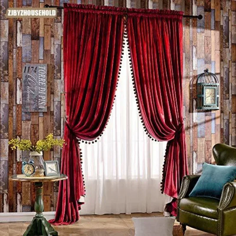 

Luxury Velvet Curtains for Living Dining Room Bedroom Thermal Soft Window Panels Screen Beads Drapes Green Color Blue Customize