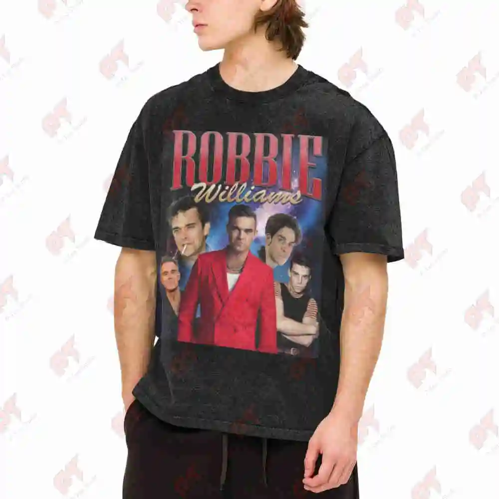 Robbie Williams Vintage Washed Tee Pure Cotton T-Shirt