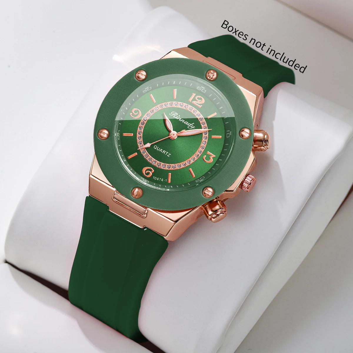 Fashion Arabic Dial Women Quartz Watch Casual Green Silicone Strap Students Sports Wristwatches Relogio Feminino（Without Box）