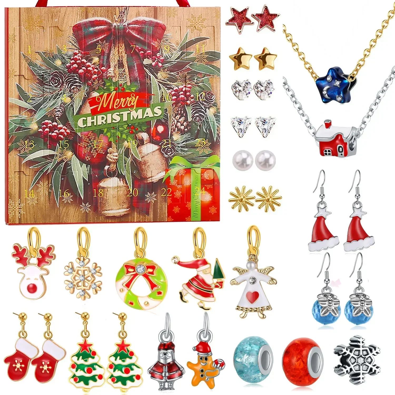 Jewellery Advent Calendar 2024 for Women Girls 24 Surprises with Necklace Earrings Rings Jewelry Calendar for Chirstmas