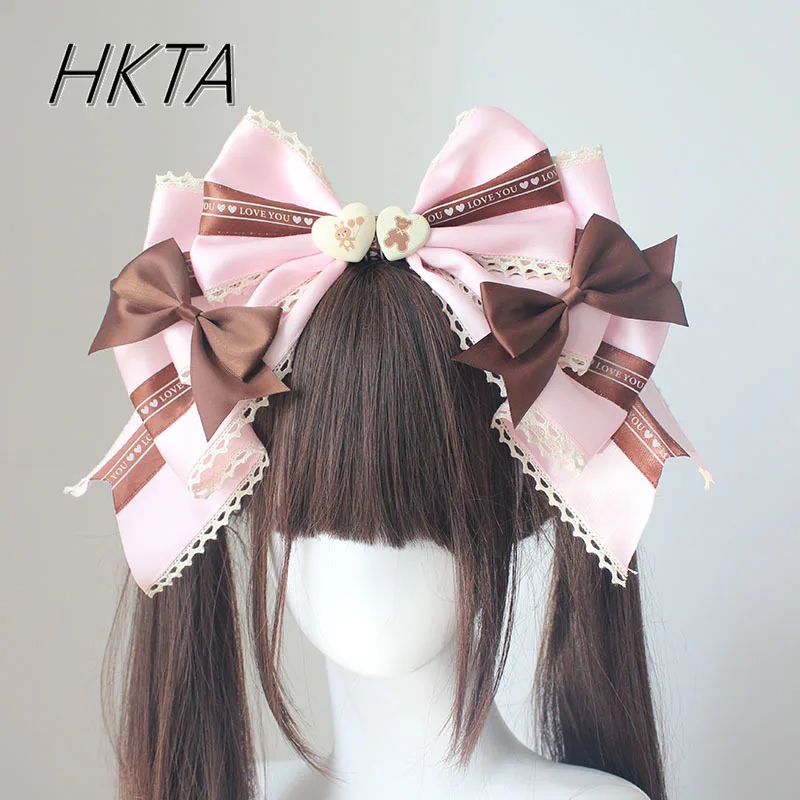 Spring Summer Cute Sweet Hair Clips for Women Bow Headwear Thin Lolita Ladies Hair Clips KC Hair Bow Lolita Korean Accessories
