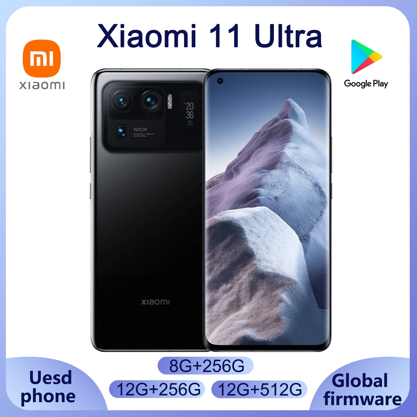 Firmware global Xiaomi 11 Ultra Smartphone 5G 5000mAh 50MP 6,81” Android Snapdragon 888 inalámbrico (inverso inalámbrico) teléfono usado