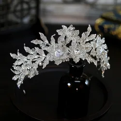 Luxury Wedding Crowns For Bride Headpiece Princess Queen Flower Bridal Crowns Tiaras Quinceanera Women Wedding Hair Headdress